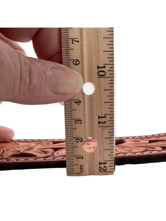 Size 66 Mens Belt Lone Star Buckle on Tooled Leather Belt Nubuck Floral - Picture 10 of 11